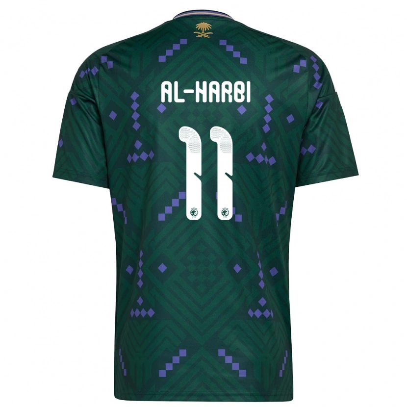 Danxen Niño Camiseta Arabia Saudita Abdulrahman Al-Harbi #11 Verde Púrpura Blanco 1ª Equipación 26-28 La Camisa