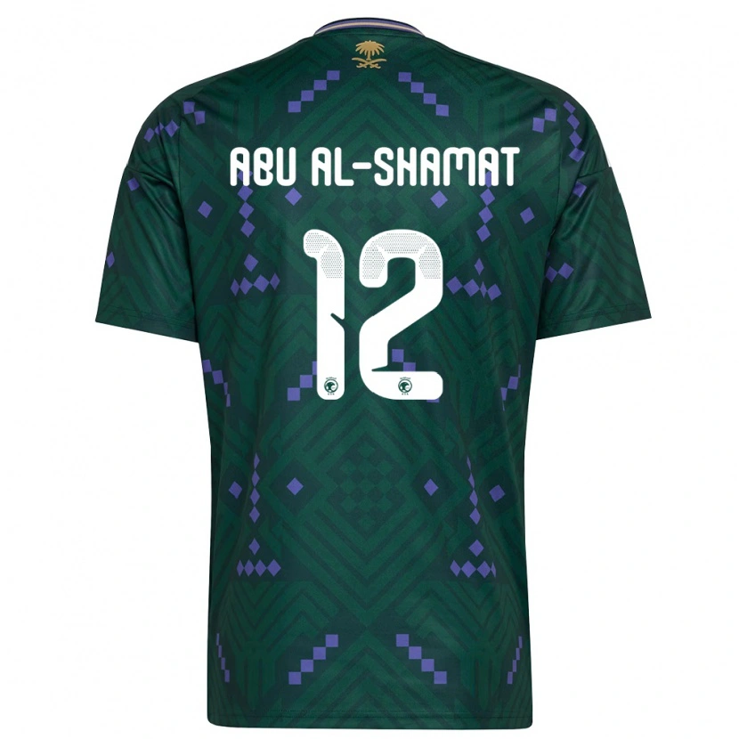 Danxen Niño Camiseta Arabia Saudita Mohammed Abu Al-Shamat #12 Verde Púrpura Blanco 1ª Equipación 26-28 La Camisa