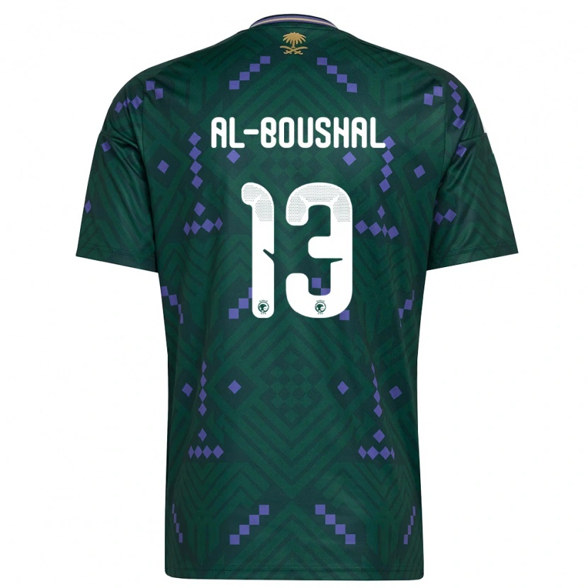 Danxen Niño Camiseta Arabia Saudita Nawaf Boushal #13 Verde Púrpura Blanco 1ª Equipación 26-28 La Camisa