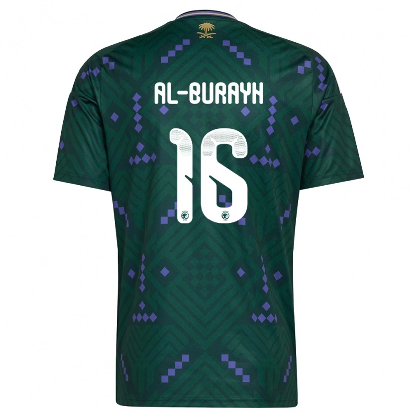 Danxen Niño Camiseta Arabia Saudita Mahmoud Al-Burayh #16 Verde Púrpura Blanco 1ª Equipación 26-28 La Camisa