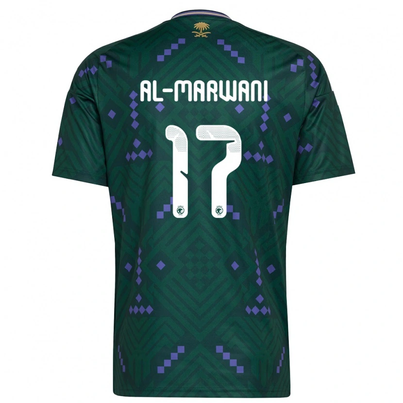 Danxen Niño Camiseta Arabia Saudita Abdulmalik Al-Marwani #17 Verde Púrpura Blanco 1ª Equipación 26-28 La Camisa