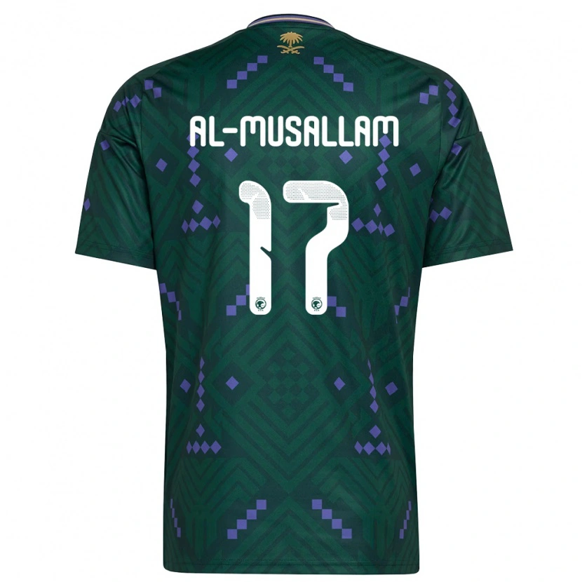 Danxen Niño Camiseta Arabia Saudita Hassan Al-Musallam #17 Verde Púrpura Blanco 1ª Equipación 26-28 La Camisa