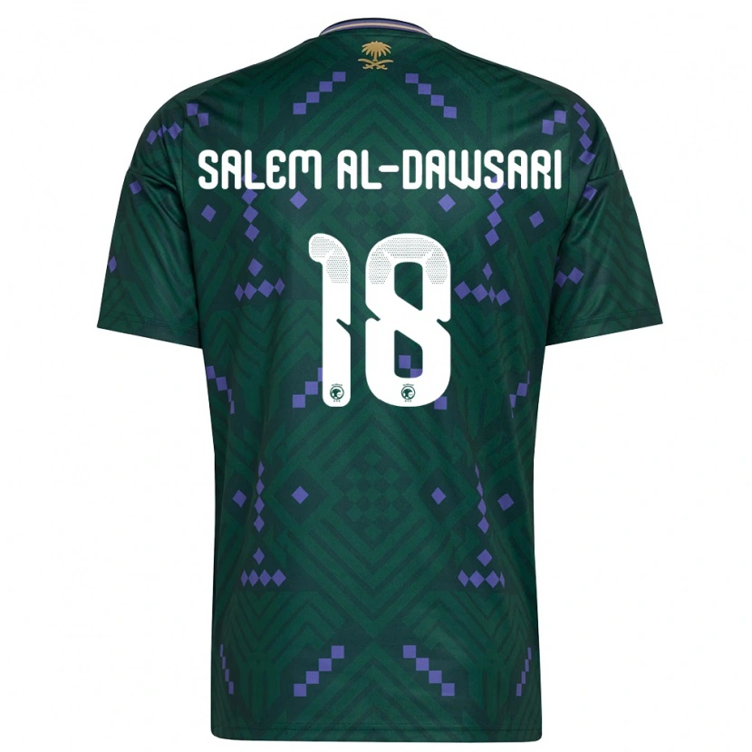 Danxen Niño Camiseta Arabia Saudita Nawaf Salem Al-Dawsari #18 Verde Púrpura Blanco 1ª Equipación 26-28 La Camisa