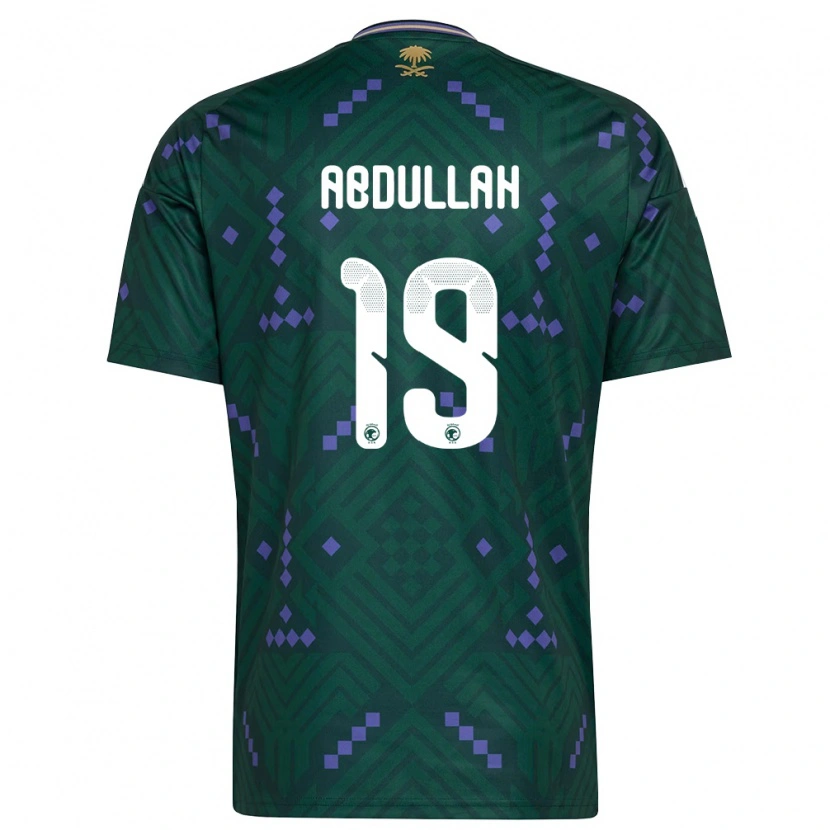 Danxen Niño Camiseta Arabia Saudita Majed Abdullah #19 Verde Púrpura Blanco 1ª Equipación 26-28 La Camisa