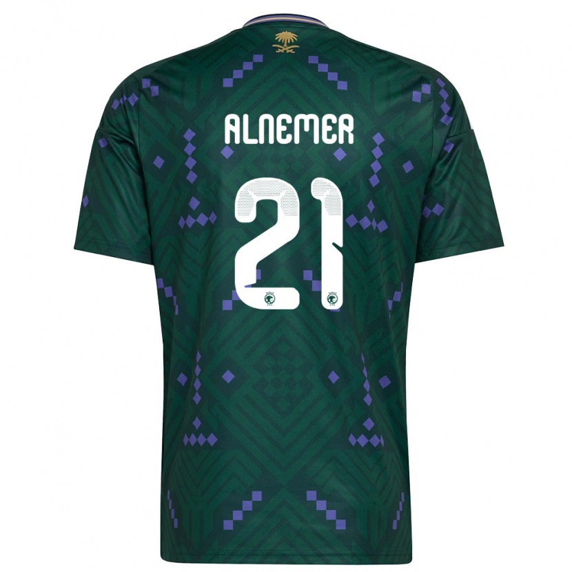 Danxen Niño Camiseta Arabia Saudita Meshari Alnemer #21 Verde Púrpura Blanco 1ª Equipación 26-28 La Camisa