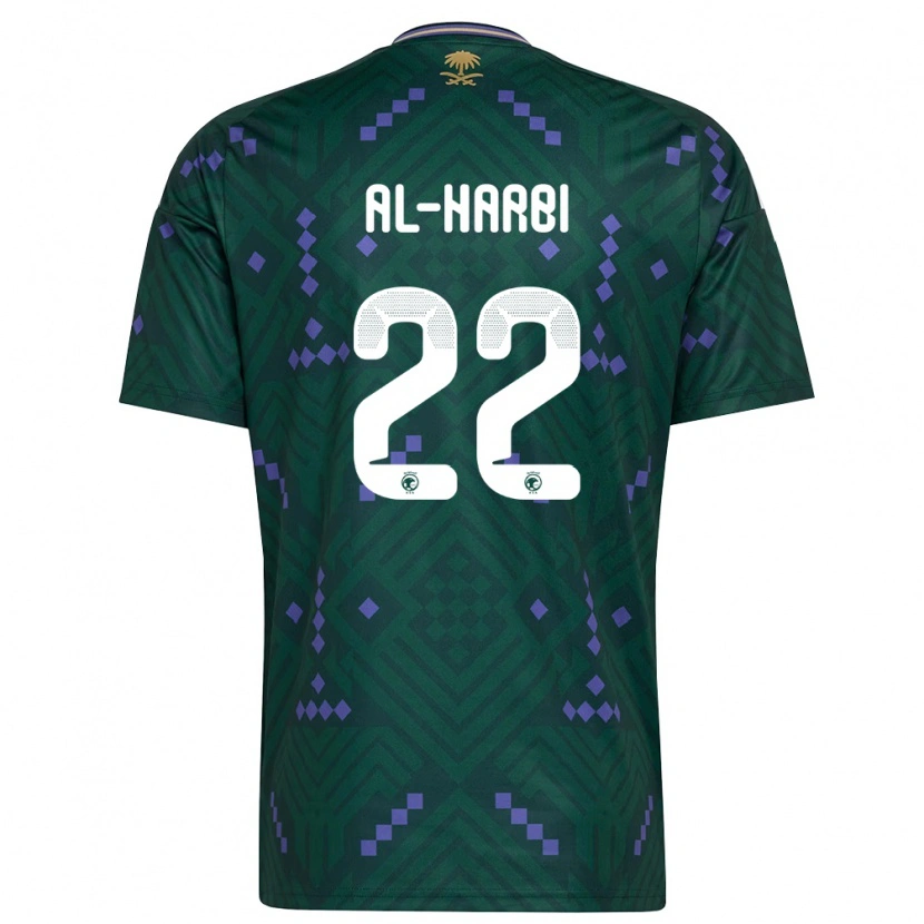 Danxen Niño Camiseta Arabia Saudita Fahad Al-Harbi #22 Verde Púrpura Blanco 1ª Equipación 26-28 La Camisa