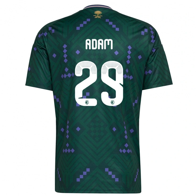 Danxen Niño Camiseta Arabia Saudita Hamed Adam #29 Verde Púrpura Blanco 1ª Equipación 26-28 La Camisa