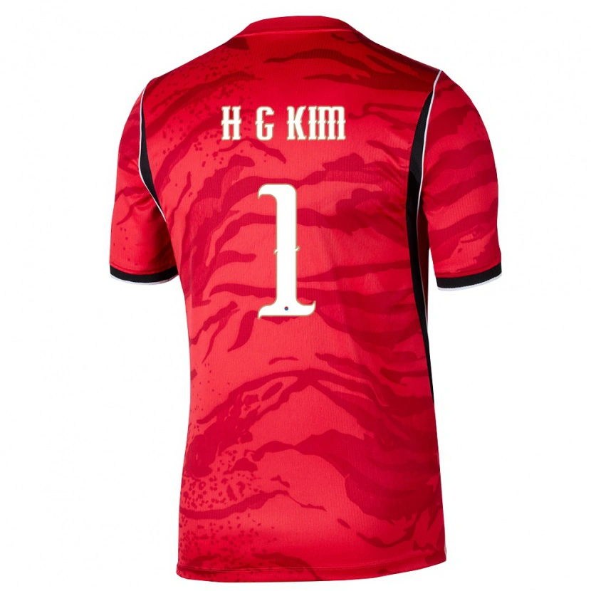 Danxen Niño Camiseta Corea Del Sur Gun-Ho Kim #1 Rojo Blanco Negro 1ª Equipación 26-28 La Camisa