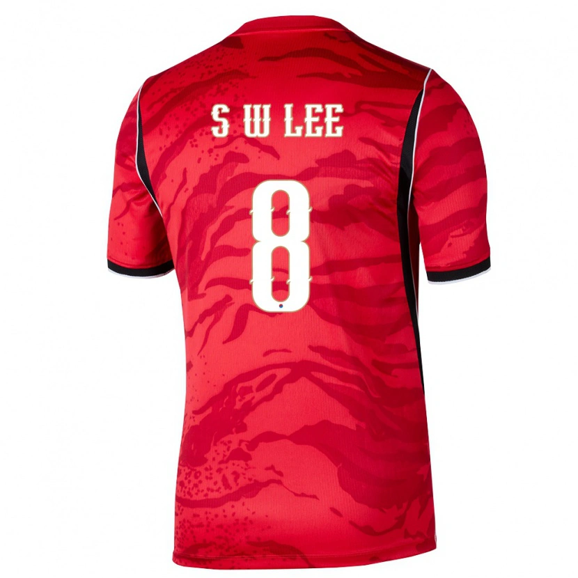 Danxen Niño Camiseta Corea Del Sur Lee Seung Won #8 Rojo Blanco Negro 1ª Equipación 26-28 La Camisa