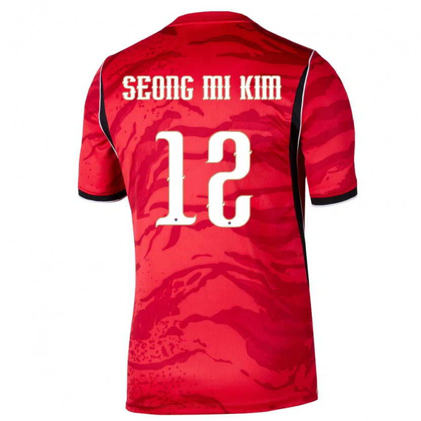 Danxen Niño Camiseta Corea Del Sur Kim Seong Mi #12 Rojo Blanco Negro 1ª Equipación 26-28 La Camisa
