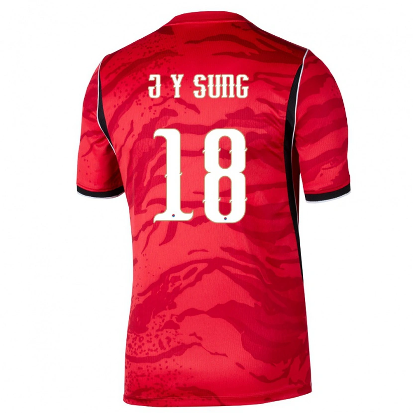 Danxen Niño Camiseta Corea Del Sur Sung Jin Young #18 Rojo Blanco Negro 1ª Equipación 26-28 La Camisa