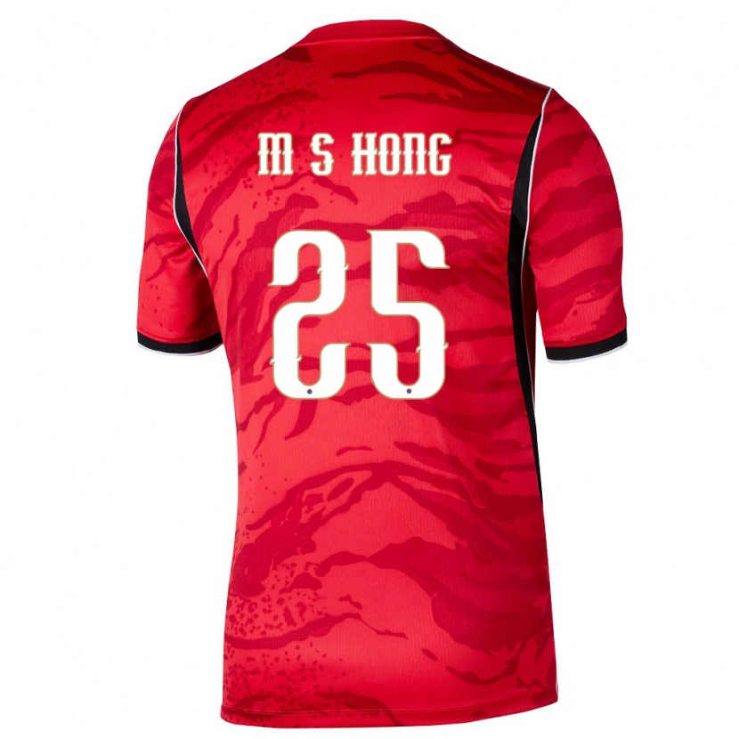 Danxen Niño Camiseta Corea Del Sur Sung-Min Hong #25 Rojo Blanco Negro 1ª Equipación 26-28 La Camisa