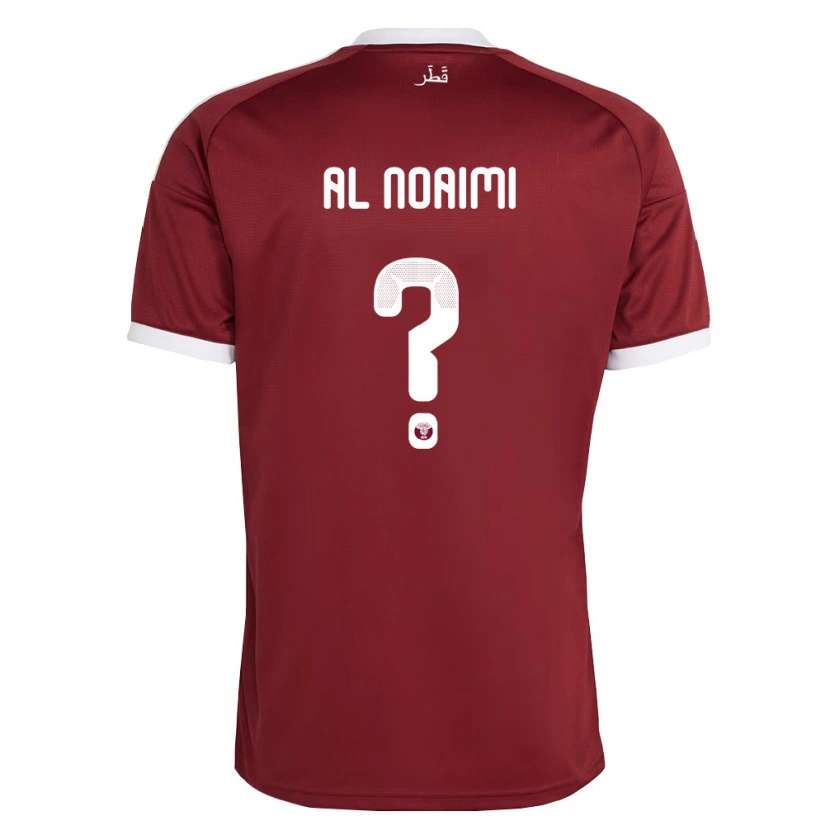 Danxen Niño Camiseta Catar Mohammad Al Noaimi #0 Rojo Borgoña Blanco 1ª Equipación 26-28 La Camisa