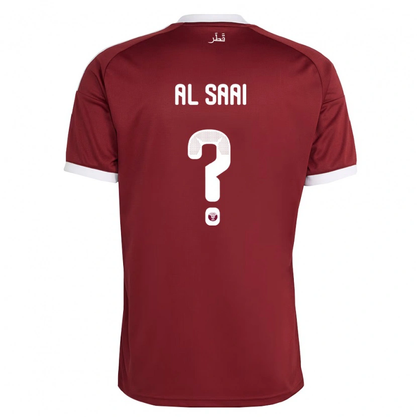 Danxen Niño Camiseta Catar Abdallah Al Saai #0 Rojo Borgoña Blanco 1ª Equipación 26-28 La Camisa