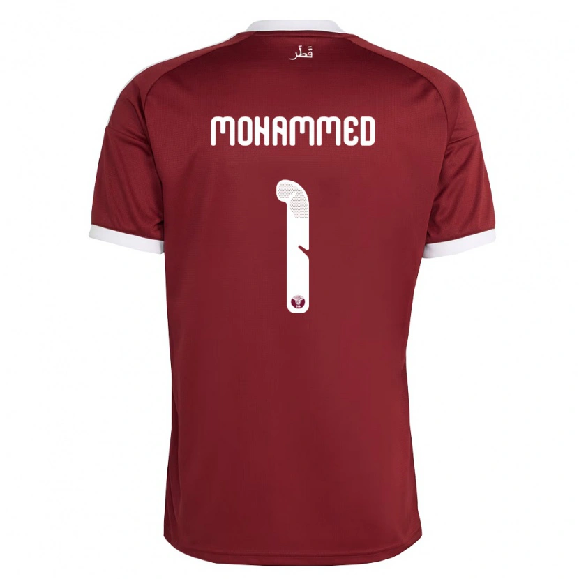 Danxen Niño Camiseta Catar Bakri Mohammed #1 Rojo Borgoña Blanco 1ª Equipación 26-28 La Camisa