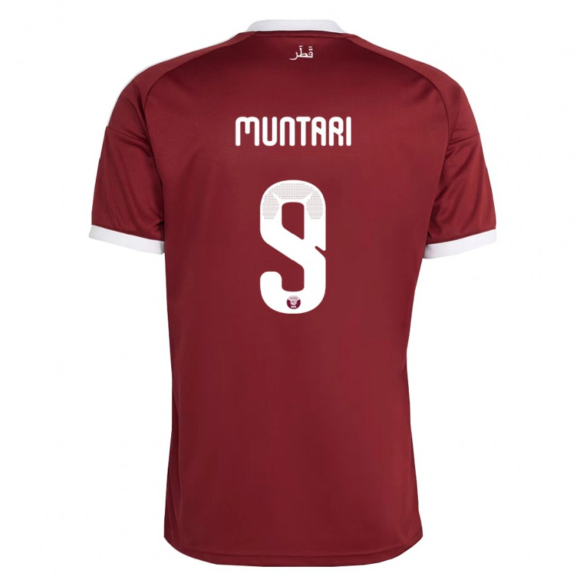 Danxen Niño Camiseta Catar Mohammed Muntari #9 Rojo Borgoña Blanco 1ª Equipación 26-28 La Camisa