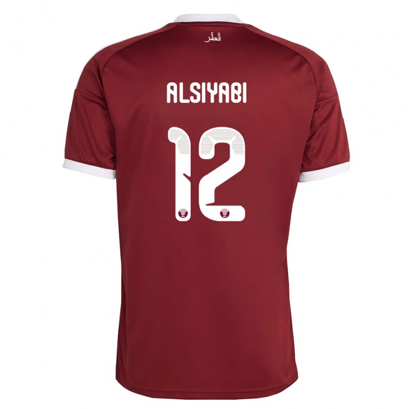 Danxen Niño Camiseta Catar Shaima Alsiyabi #12 Rojo Borgoña Blanco 1ª Equipación 26-28 La Camisa
