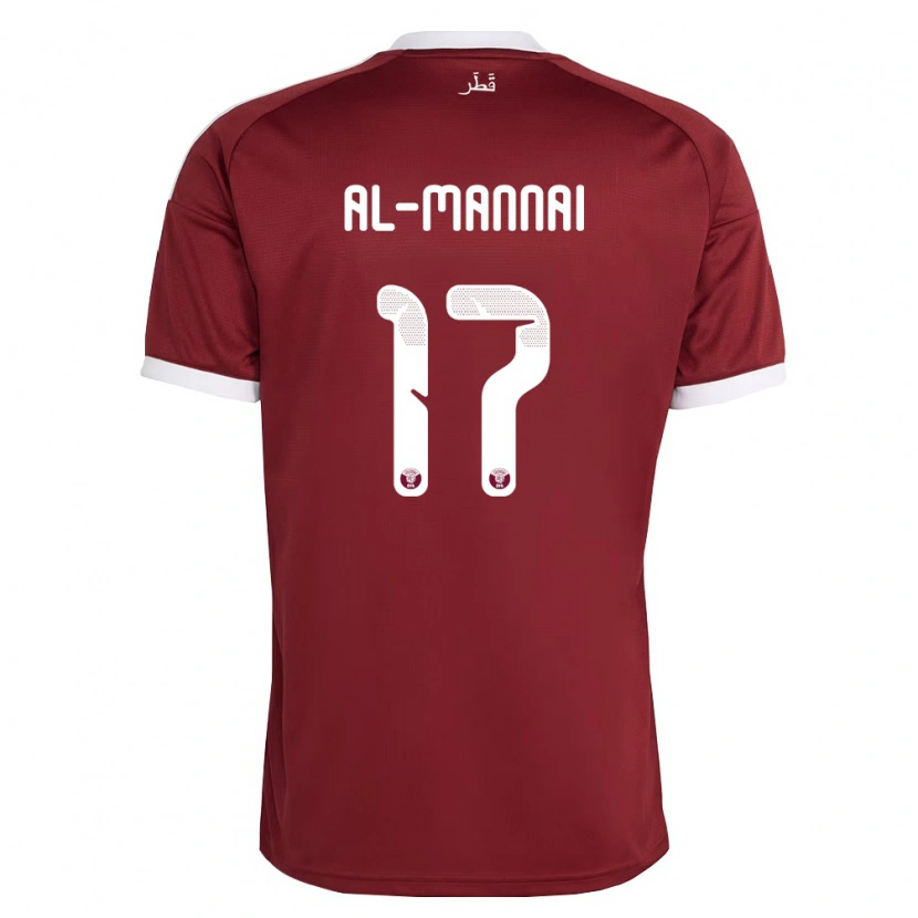 Danxen Niño Camiseta Catar Mohamed Al-Mannai #17 Rojo Borgoña Blanco 1ª Equipación 26-28 La Camisa