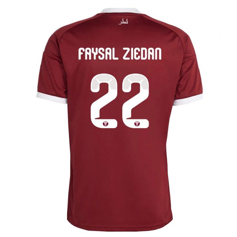Danxen Niño Camiseta Catar Chris Faysal Ziedan #22 Rojo Borgoña Blanco 1ª Equipación 26-28 La Camisa