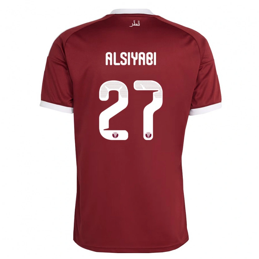 Danxen Niño Camiseta Catar Nasra Alsiyabi #27 Rojo Borgoña Blanco 1ª Equipación 26-28 La Camisa