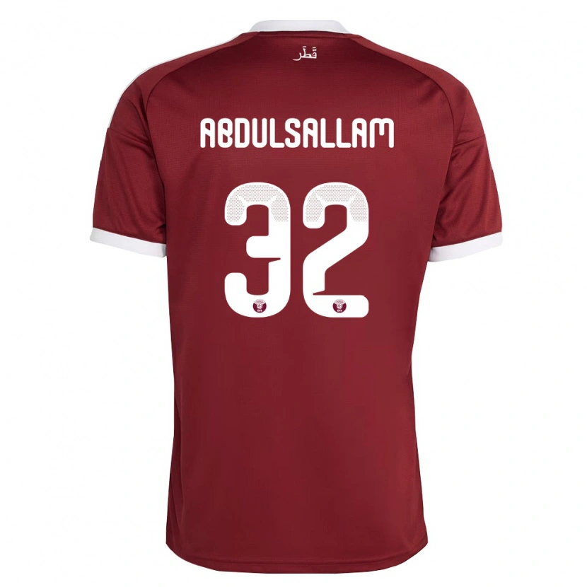 Danxen Niño Camiseta Catar Jassem Gaber Abdulsallam #32 Rojo Borgoña Blanco 1ª Equipación 26-28 La Camisa
