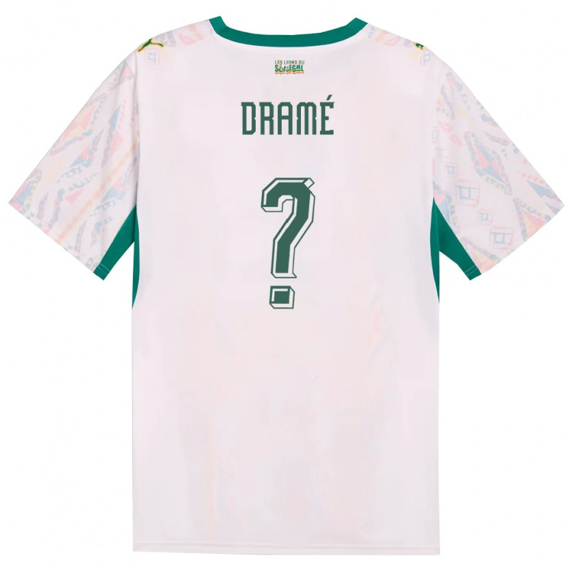 Danxen Niño Camiseta Senegal Ibrahima Drame #0 Blanco Verde Amarillo 1ª Equipación 26-28 La Camisa