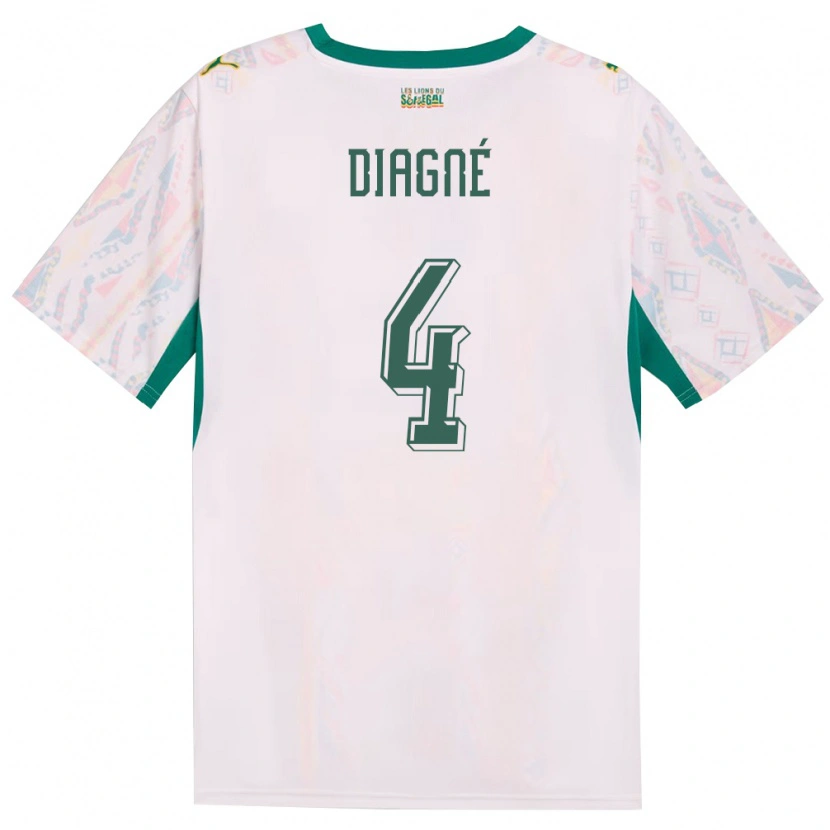 Danxen Niño Camiseta Senegal Cavin Diagne #4 Blanco Verde Amarillo 1ª Equipación 26-28 La Camisa