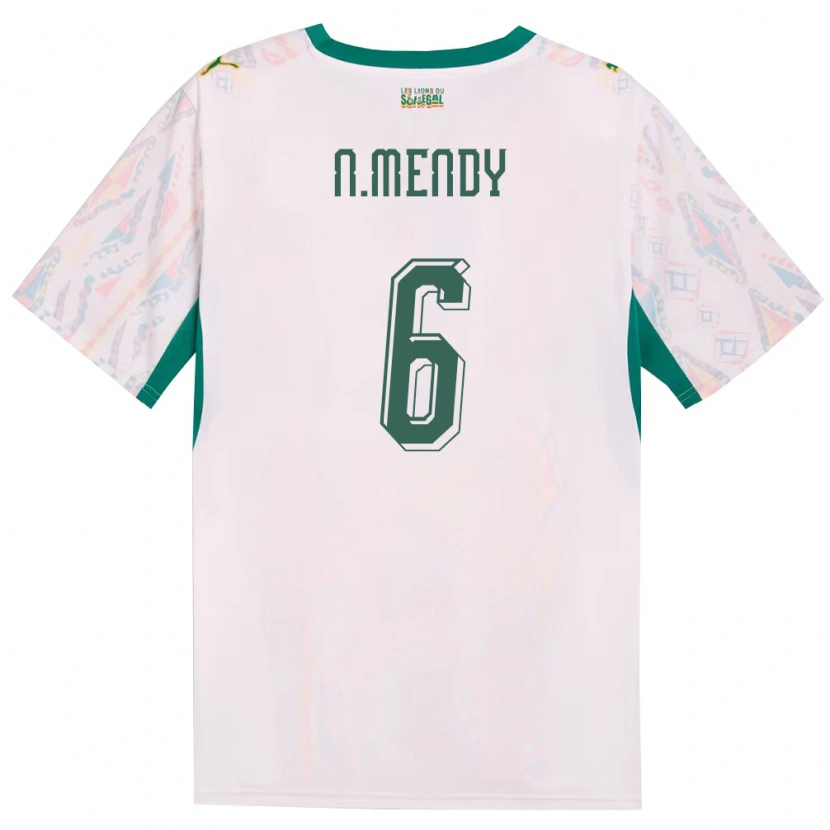 Danxen Niño Camiseta Senegal Nampalys Mendy #6 Blanco Verde Amarillo 1ª Equipación 26-28 La Camisa