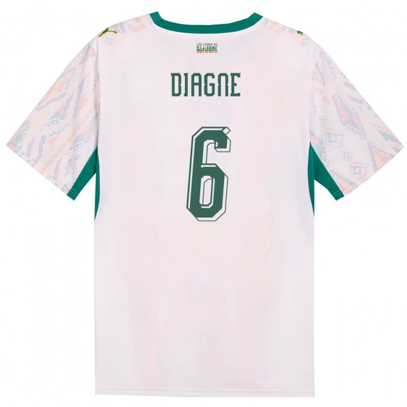 Danxen Niño Camiseta Senegal Edmee Diagne #6 Blanco Verde Amarillo 1ª Equipación 26-28 La Camisa