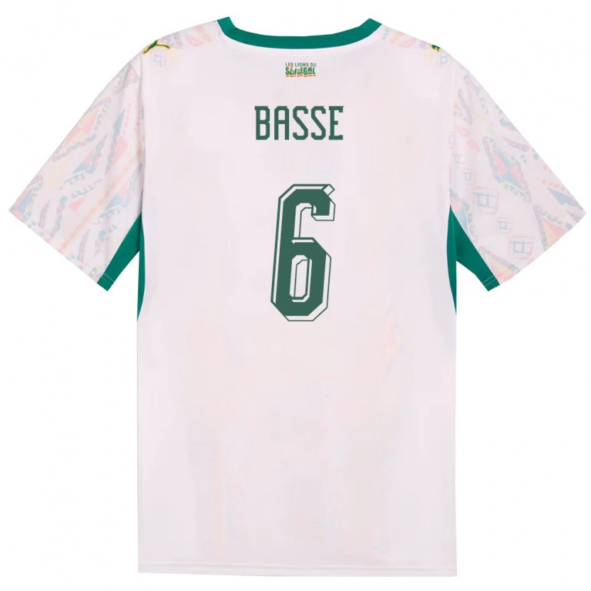 Danxen Niño Camiseta Senegal Souleymane Basse #6 Blanco Verde Amarillo 1ª Equipación 26-28 La Camisa