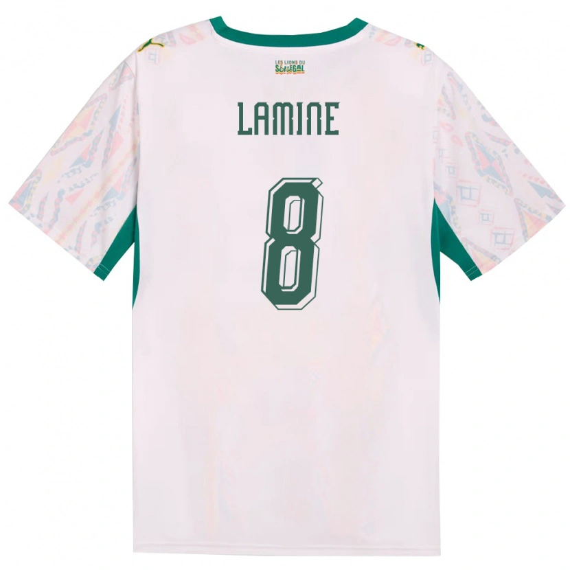 Danxen Niño Camiseta Senegal Lamine Camara #8 Blanco Verde Amarillo 1ª Equipación 26-28 La Camisa