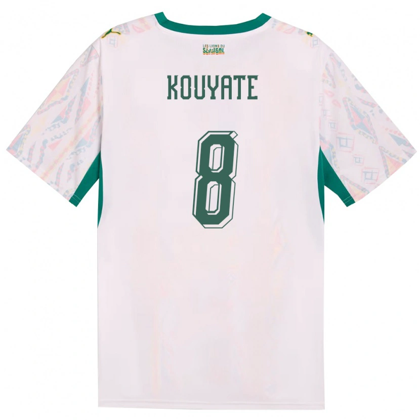 Danxen Niño Camiseta Senegal Cheikhou Kouyate #8 Blanco Verde Amarillo 1ª Equipación 26-28 La Camisa