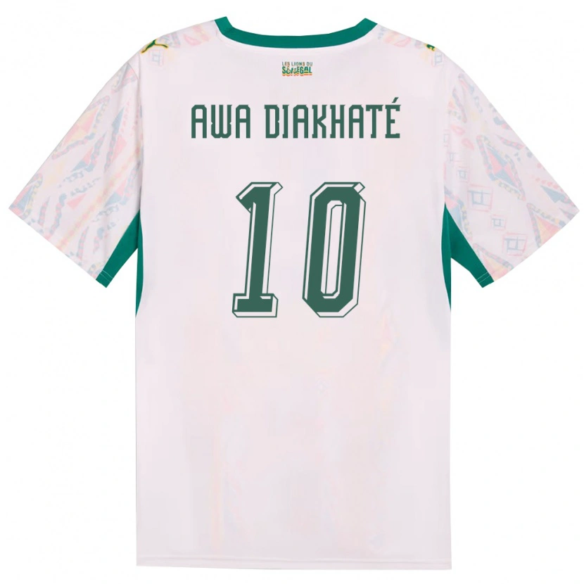 Danxen Niño Camiseta Senegal Ndeye Awa Diakhate #10 Blanco Verde Amarillo 1ª Equipación 26-28 La Camisa