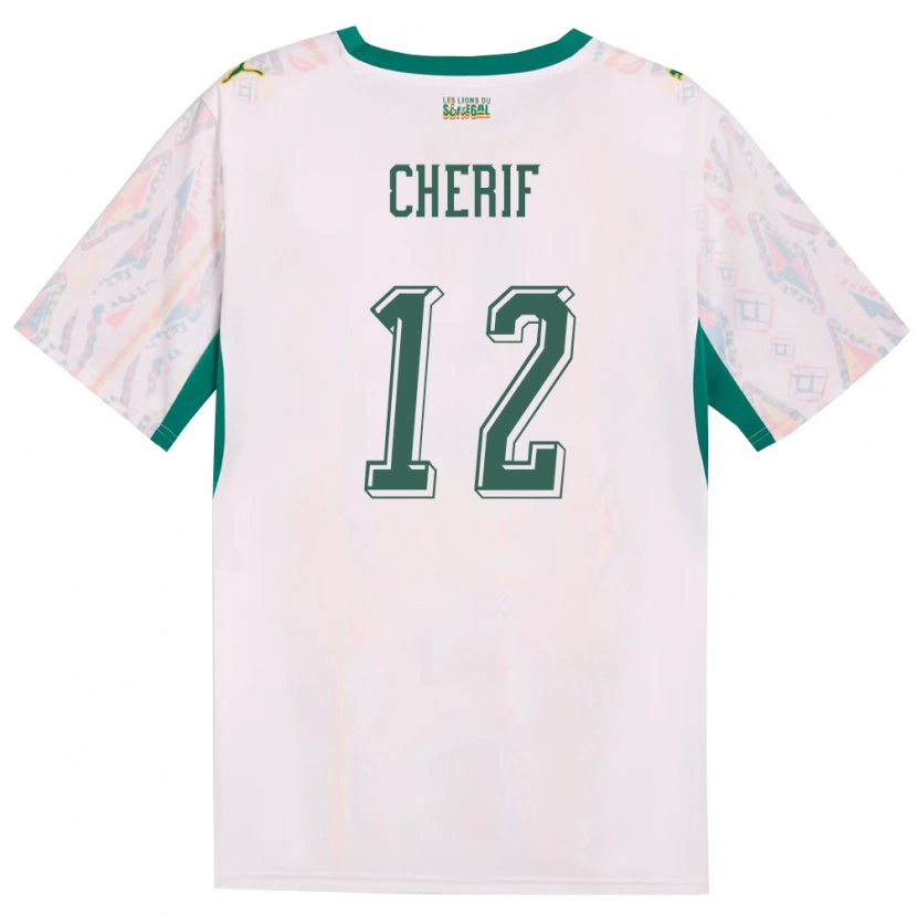Danxen Niño Camiseta Senegal Cherif Ndiaye #12 Blanco Verde Amarillo 1ª Equipación 26-28 La Camisa