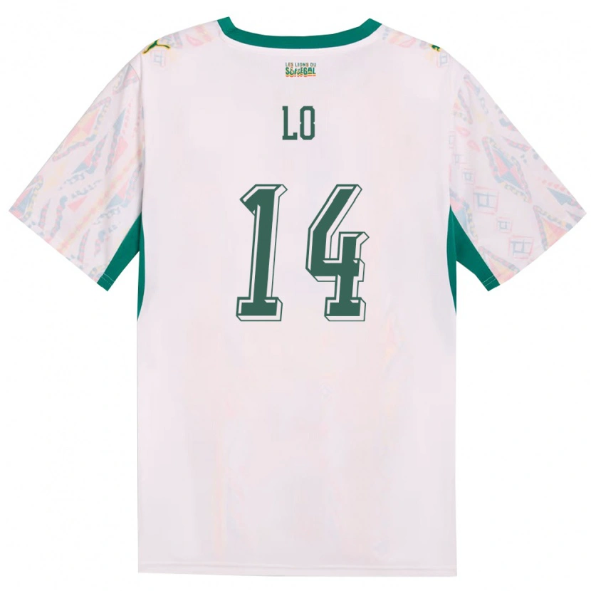 Danxen Niño Camiseta Senegal Malick Lo #14 Blanco Verde Amarillo 1ª Equipación 26-28 La Camisa