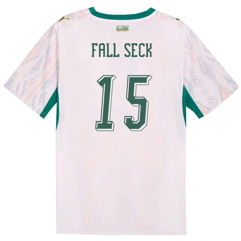 Danxen Niño Camiseta Senegal Ousseynou Fall Seck #15 Blanco Verde Amarillo 1ª Equipación 26-28 La Camisa