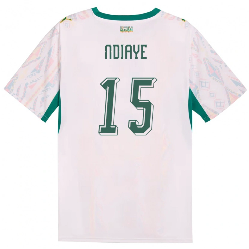 Danxen Niño Camiseta Senegal Ousseynou Ndiaye #15 Blanco Verde Amarillo 1ª Equipación 26-28 La Camisa