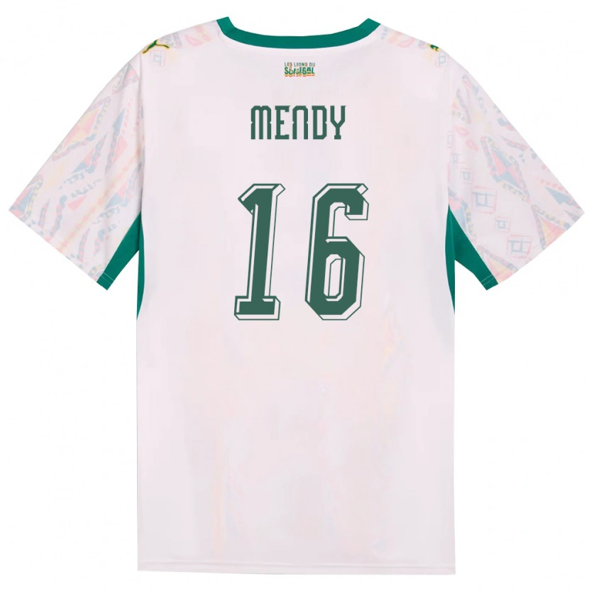 Danxen Niño Camiseta Senegal Edouard Mendy #16 Blanco Verde Amarillo 1ª Equipación 26-28 La Camisa