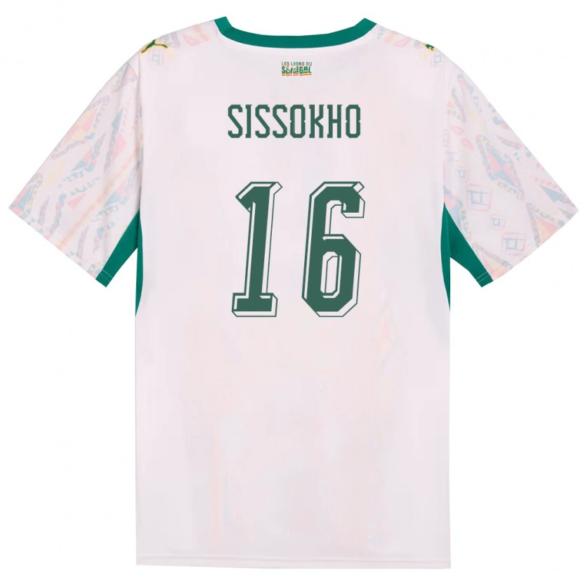 Danxen Niño Camiseta Senegal Mouhamed Sissokho #16 Blanco Verde Amarillo 1ª Equipación 26-28 La Camisa