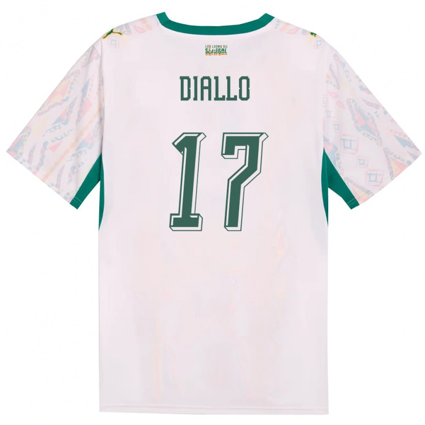Danxen Niño Camiseta Senegal Ibrahima Diallo #17 Blanco Verde Amarillo 1ª Equipación 26-28 La Camisa