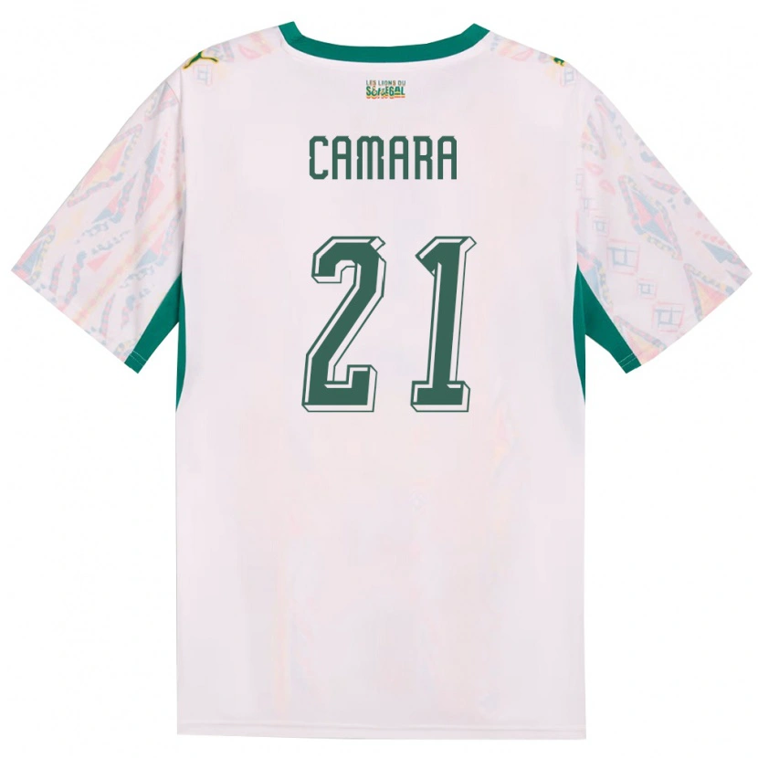 Danxen Niño Camiseta Senegal Mamadou Camara #21 Blanco Verde Amarillo 1ª Equipación 26-28 La Camisa