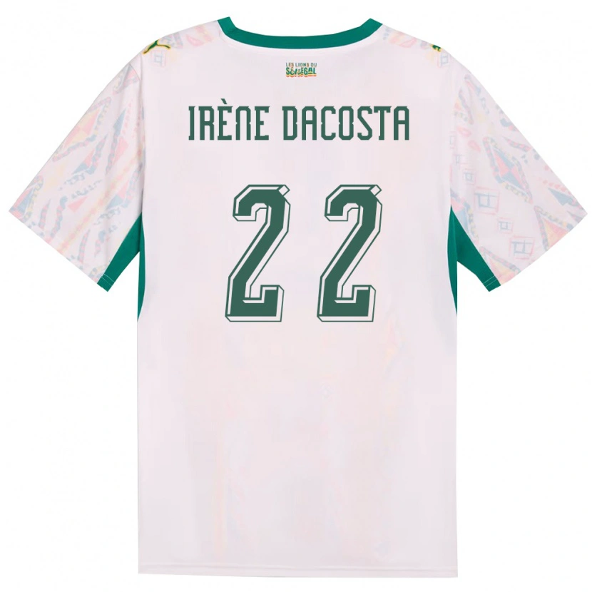 Danxen Niño Camiseta Senegal Gladys Irene Dacosta #22 Blanco Verde Amarillo 1ª Equipación 26-28 La Camisa