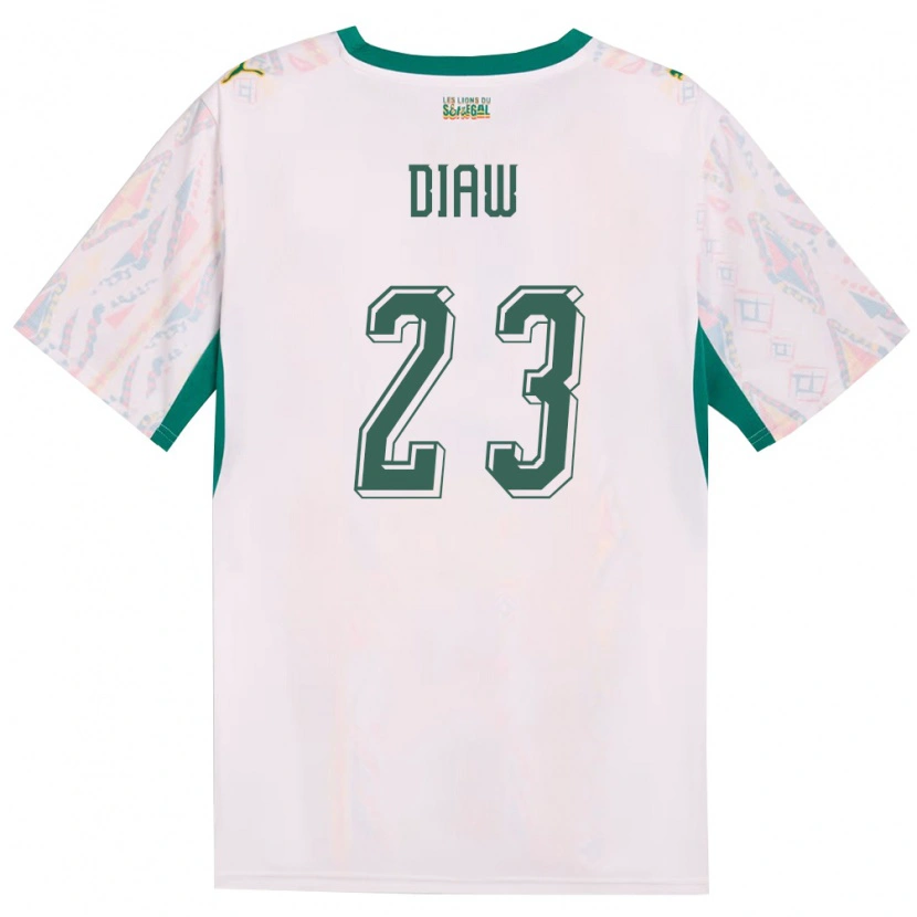 Danxen Niño Camiseta Senegal Mory Diaw #23 Blanco Verde Amarillo 1ª Equipación 26-28 La Camisa