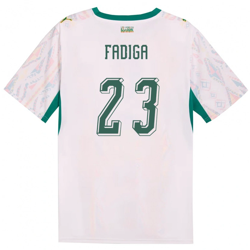 Danxen Niño Camiseta Senegal Noah Fadiga #23 Blanco Verde Amarillo 1ª Equipación 26-28 La Camisa