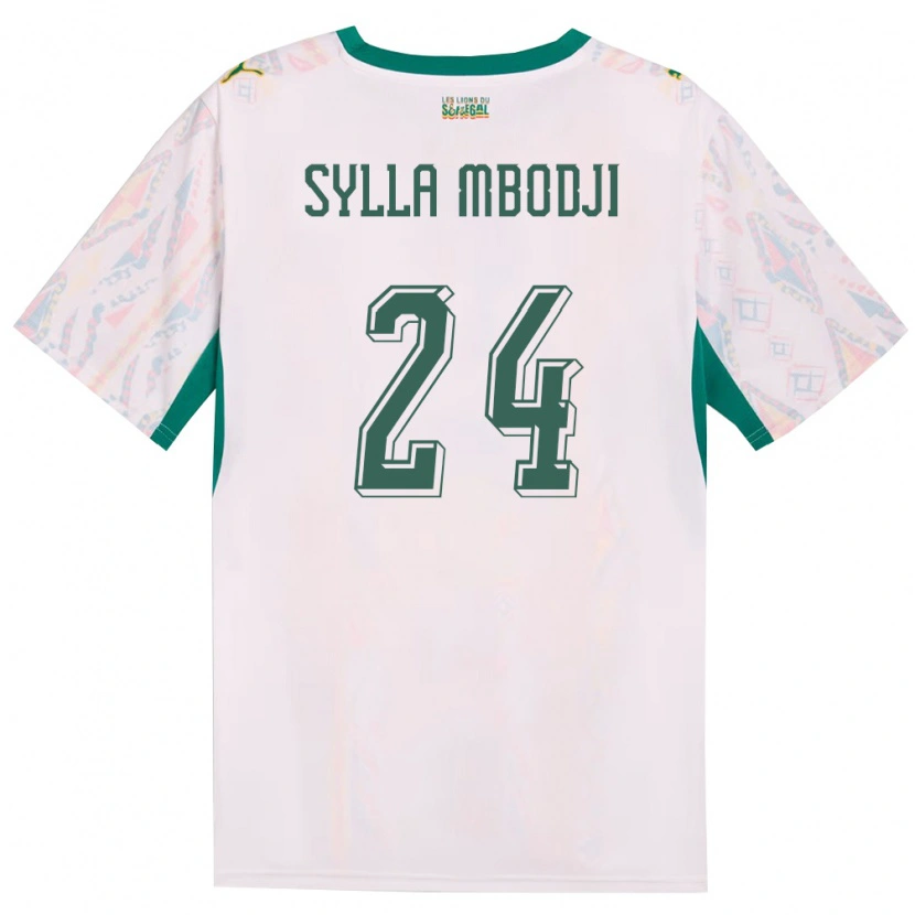 Danxen Niño Camiseta Senegal Coumba Sylla Mbodji #24 Blanco Verde Amarillo 1ª Equipación 26-28 La Camisa
