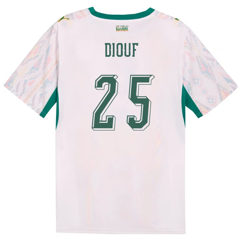 Danxen Niño Camiseta Senegal El Hadji Malick Diouf #25 Blanco Verde Amarillo 1ª Equipación 26-28 La Camisa
