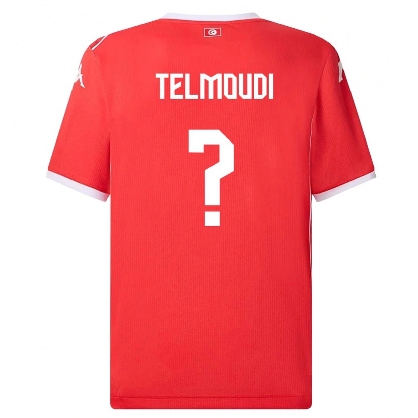 Danxen Niño Camiseta Túnez Naïm Telmoudi #0 Rojo Blanco 1ª Equipación 26-28 La Camisa