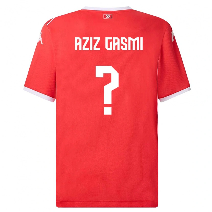 Danxen Niño Camiseta Túnez Mohamd Aziz Gasmi #0 Rojo Blanco 1ª Equipación 26-28 La Camisa