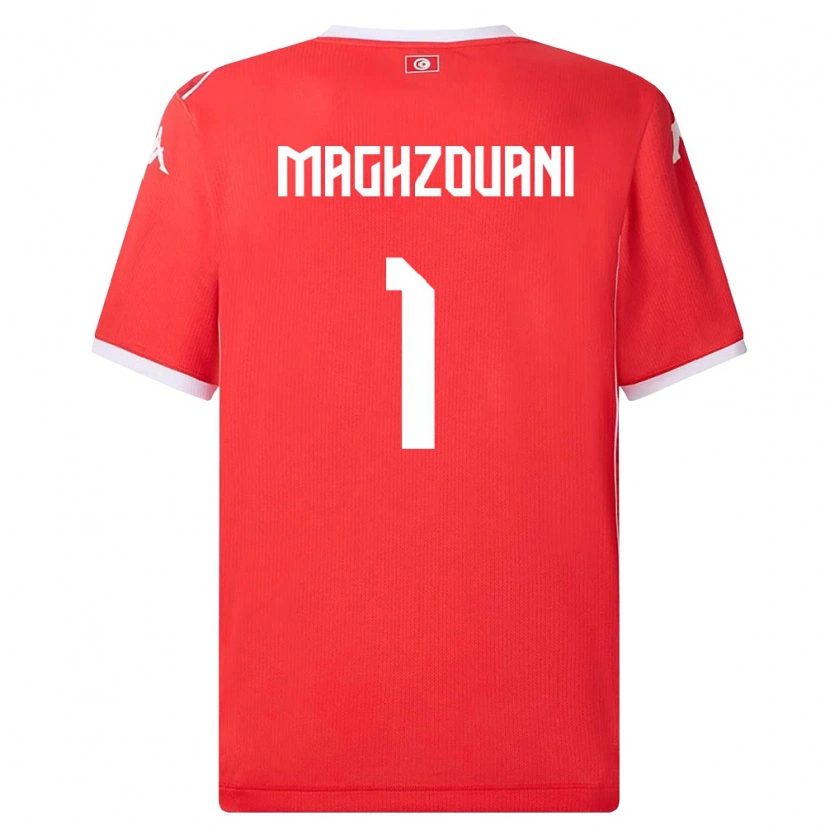 Danxen Niño Camiseta Túnez Wassim Maghzouani #1 Rojo Blanco 1ª Equipación 26-28 La Camisa