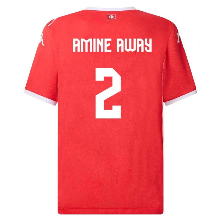 Danxen Niño Camiseta Túnez Mohamed Amine Away #2 Rojo Blanco 1ª Equipación 26-28 La Camisa